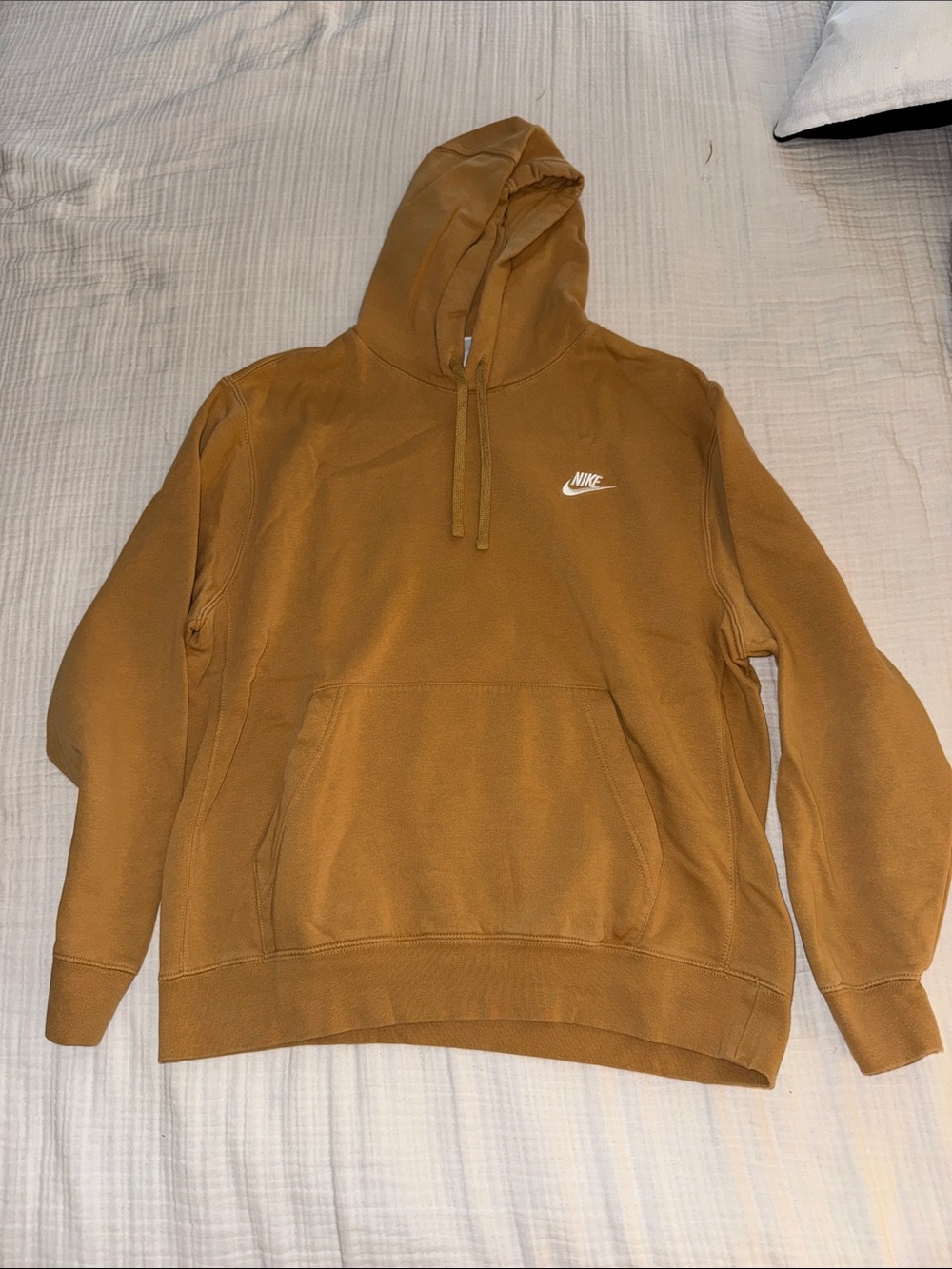 Nike Men's Hoodie in Camel Brown with White Logo